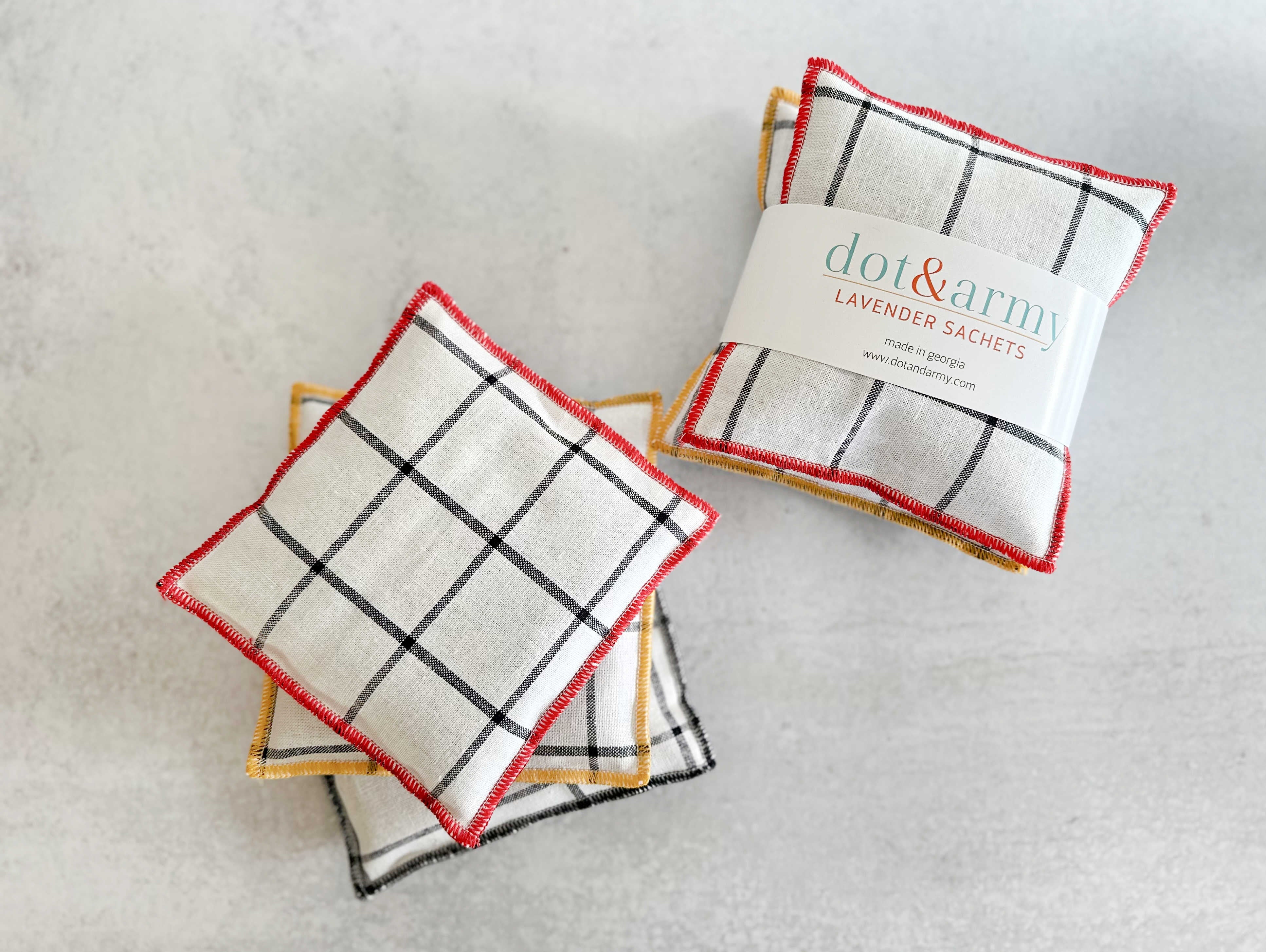 Dot and Army Windowpane Linen Lavender Sachets - Thumbnail 3