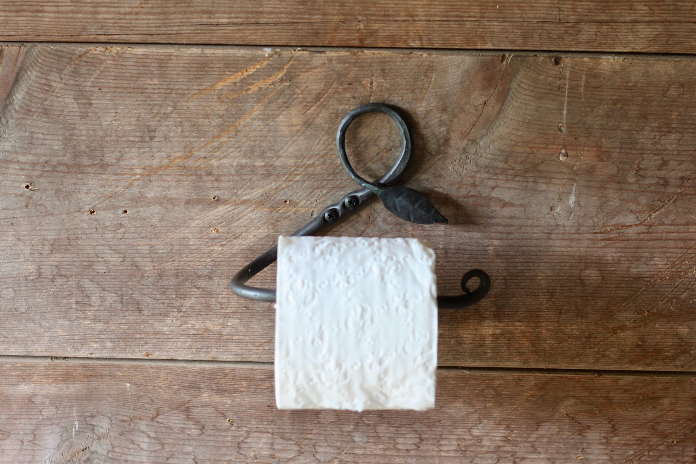 Hand Forged Toilet Paper Holder | Leaf Design-zoom-2