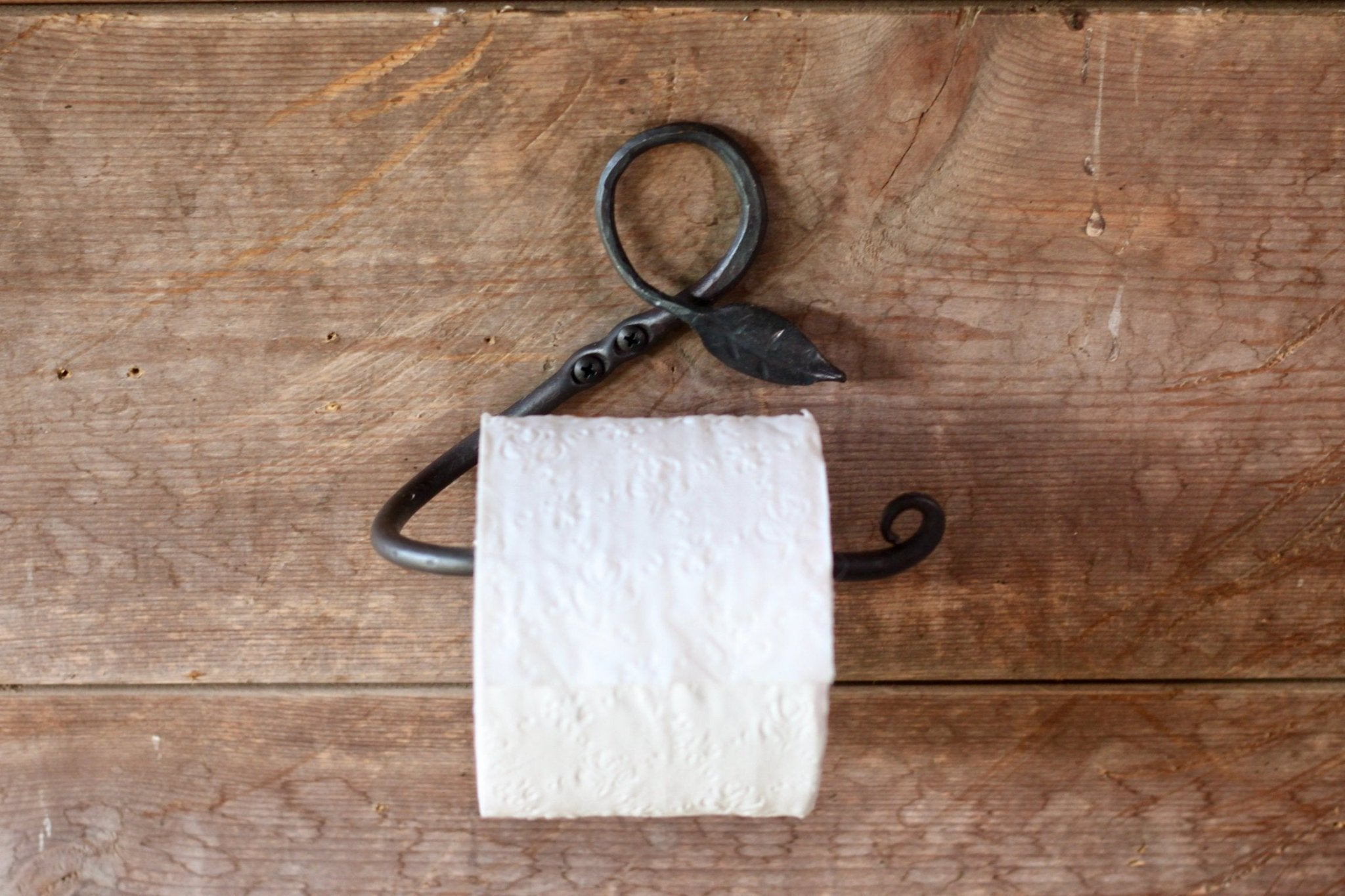 Hand Forged Toilet Paper Holder | Leaf Design - Aware House - Wicks Forge - 