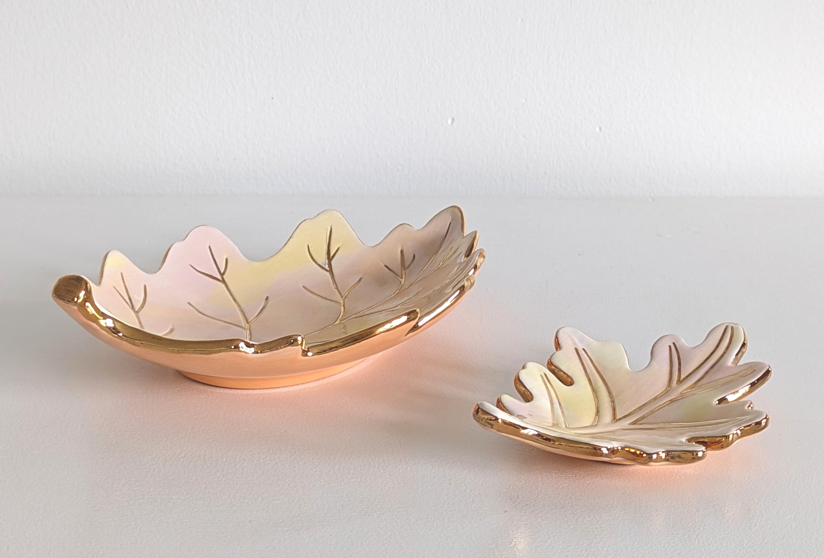 Watercolor Leaf Trays with 22K Gold Accents-zoom-5