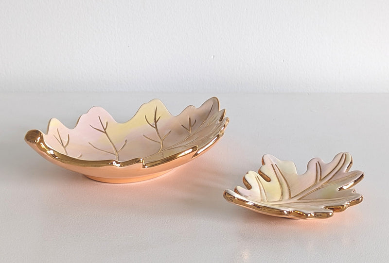 Watercolor Leaf Trays with 22K Gold Accents-zoom-