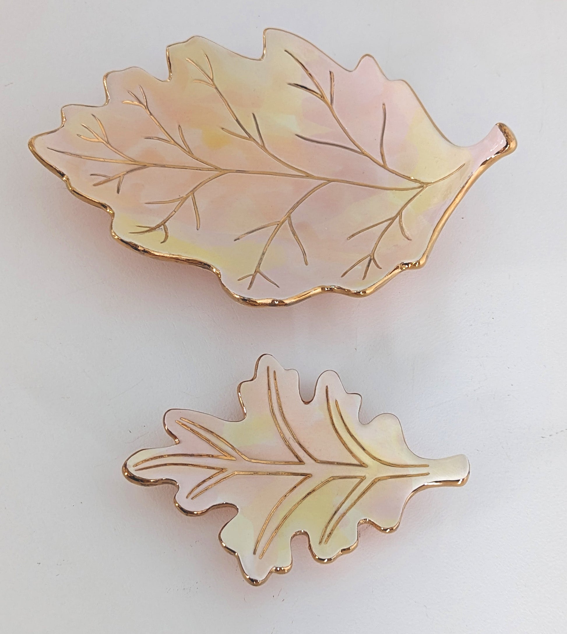 Watercolor Leaf Trays with 22K Gold Accents-1