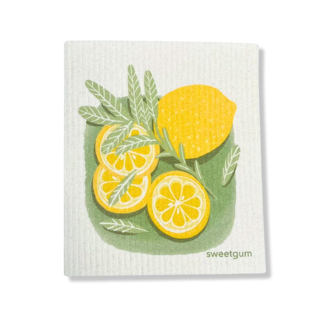 Lemons & Sage Swedish Dishcloth | Yellow & Green | Sweetgum Home-4