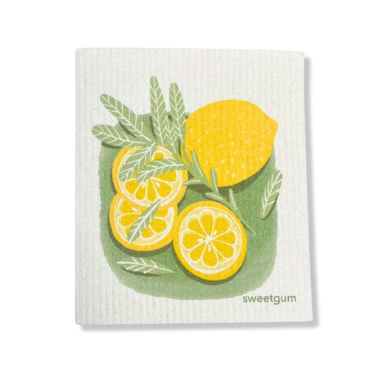 Lemons & Sage Swedish Dishcloth | Yellow & Green | Sweetgum Home-zoom-