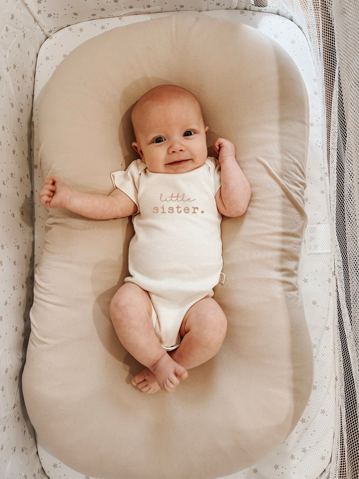 Little Sister Clay Organic Cotton Short Sleeve Baby Bodysuit-zoom-3