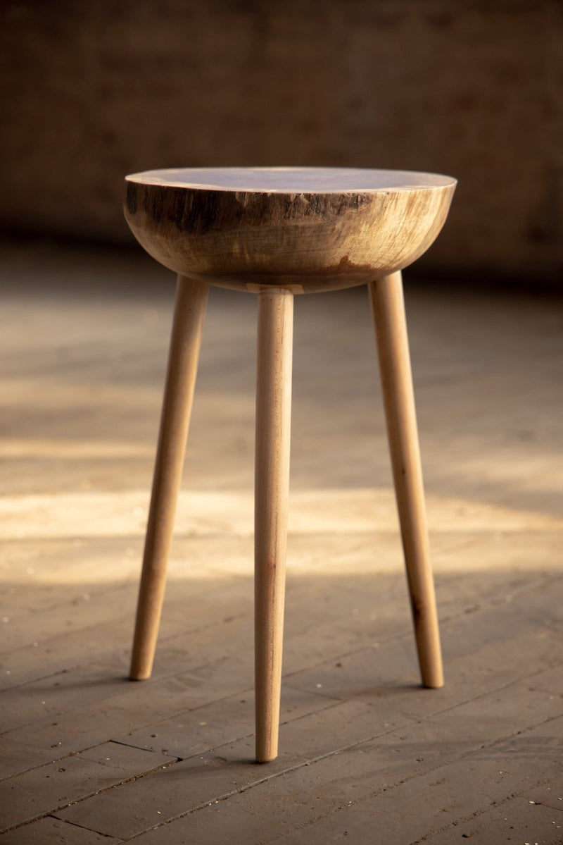 Live Edge Round Side Table | Fossil Table-zoom-