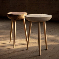 Live Edge Round Side Table | Fossil Table - Aware House