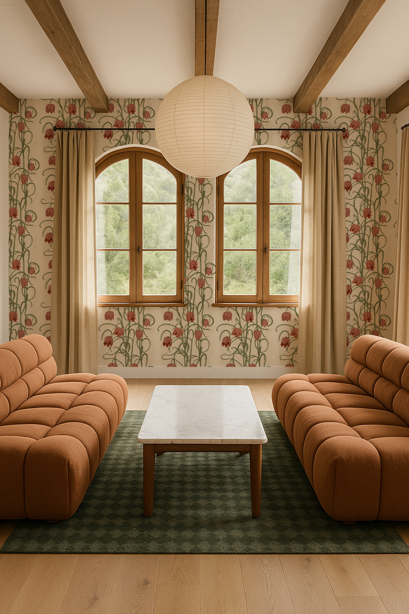 Campanas Wallpaper, neutral and burnt orange-zoom-