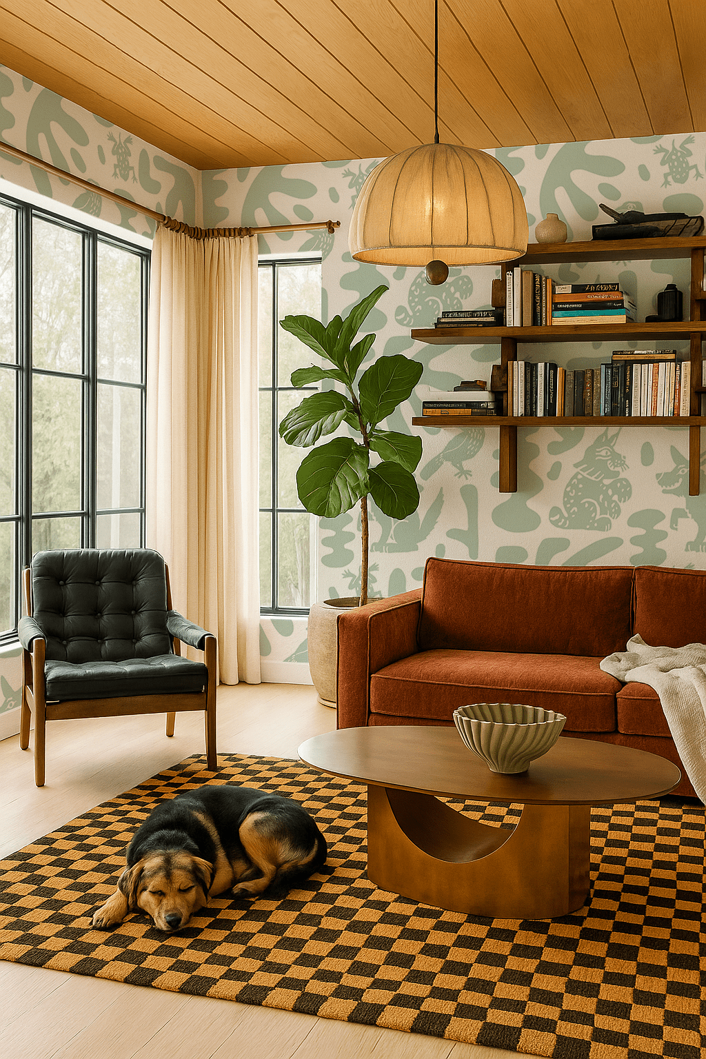 Abstract Animales Wallpaper, mint - Aware House - Samantha Santana Creative - 