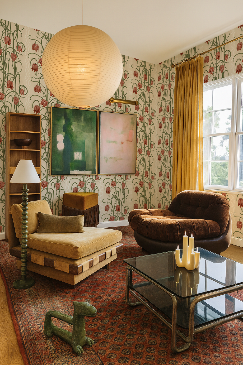 Campanas Wallpaper, neutral and burnt orange-zoom-6