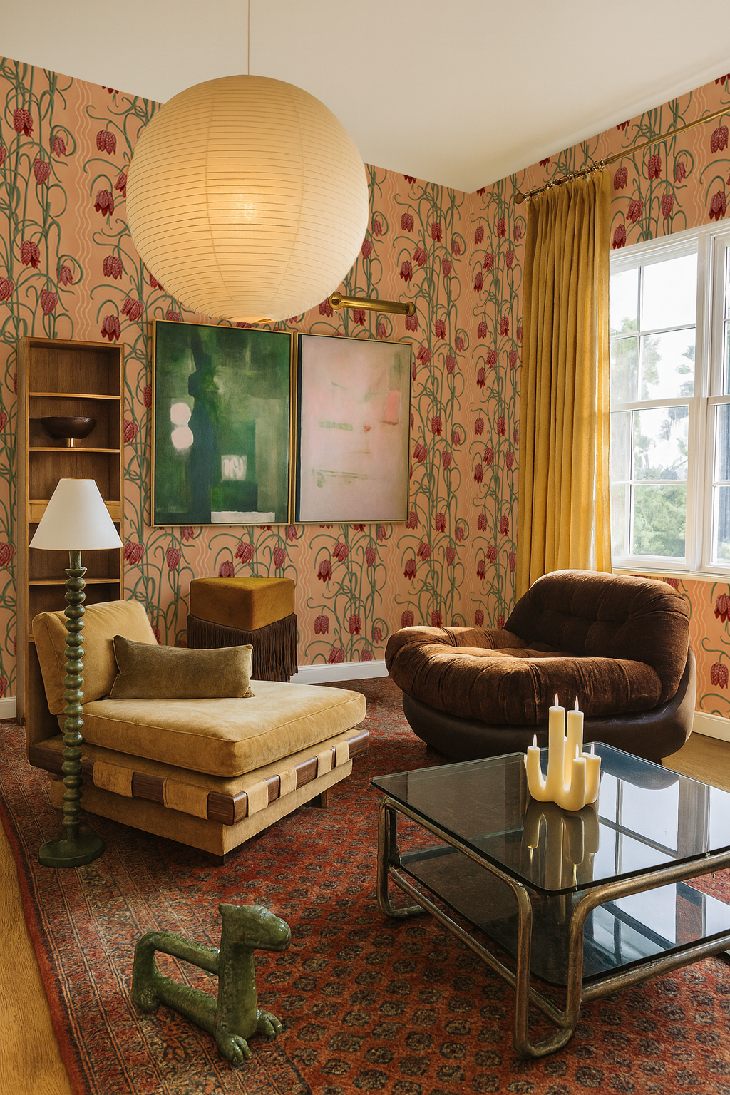 Campanas Wallpaper, Peach and Rust-1