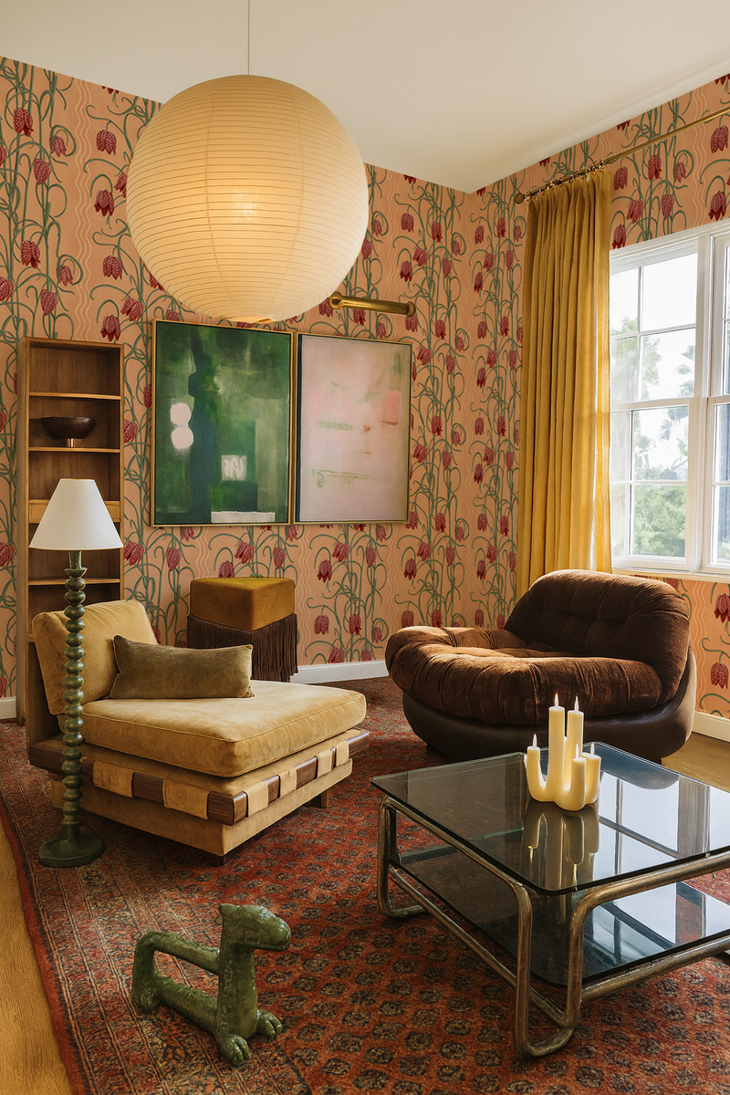 Campanas Wallpaper, Peach and Rust-zoom-