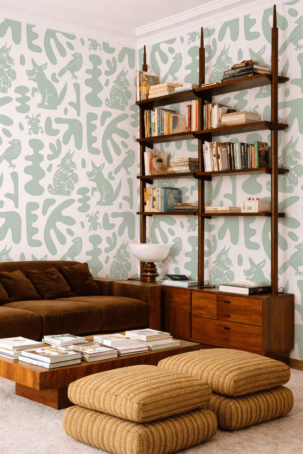 Abstract Animales Wallpaper, mint - Aware House - Samantha Santana Creative - 