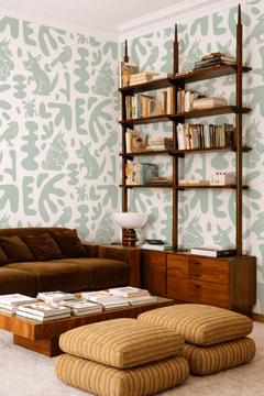 Abstract Animales Wallpaper, mint - Aware House - Samantha Santana Creative - 
