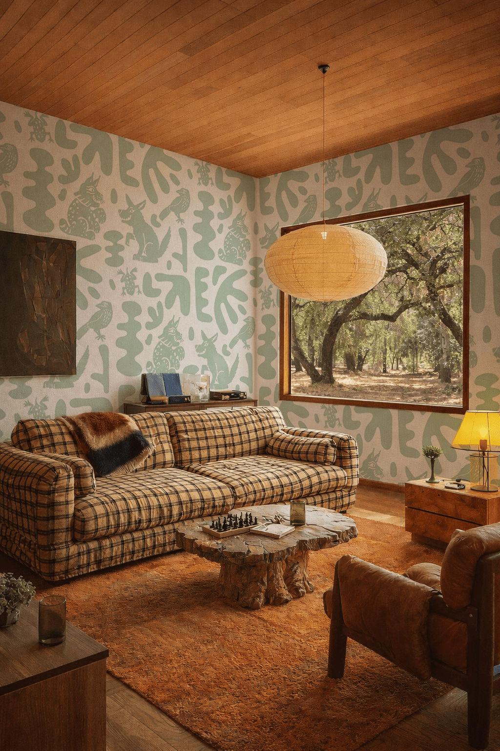 Abstract Animales Wallpaper, mint - Aware House - Samantha Santana Creative - 
