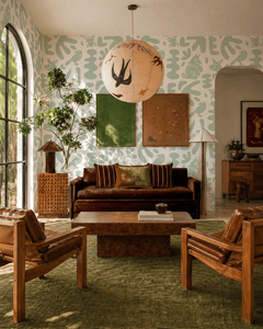 Abstract Animales Wallpaper, mint - Aware House - Samantha Santana Creative - 