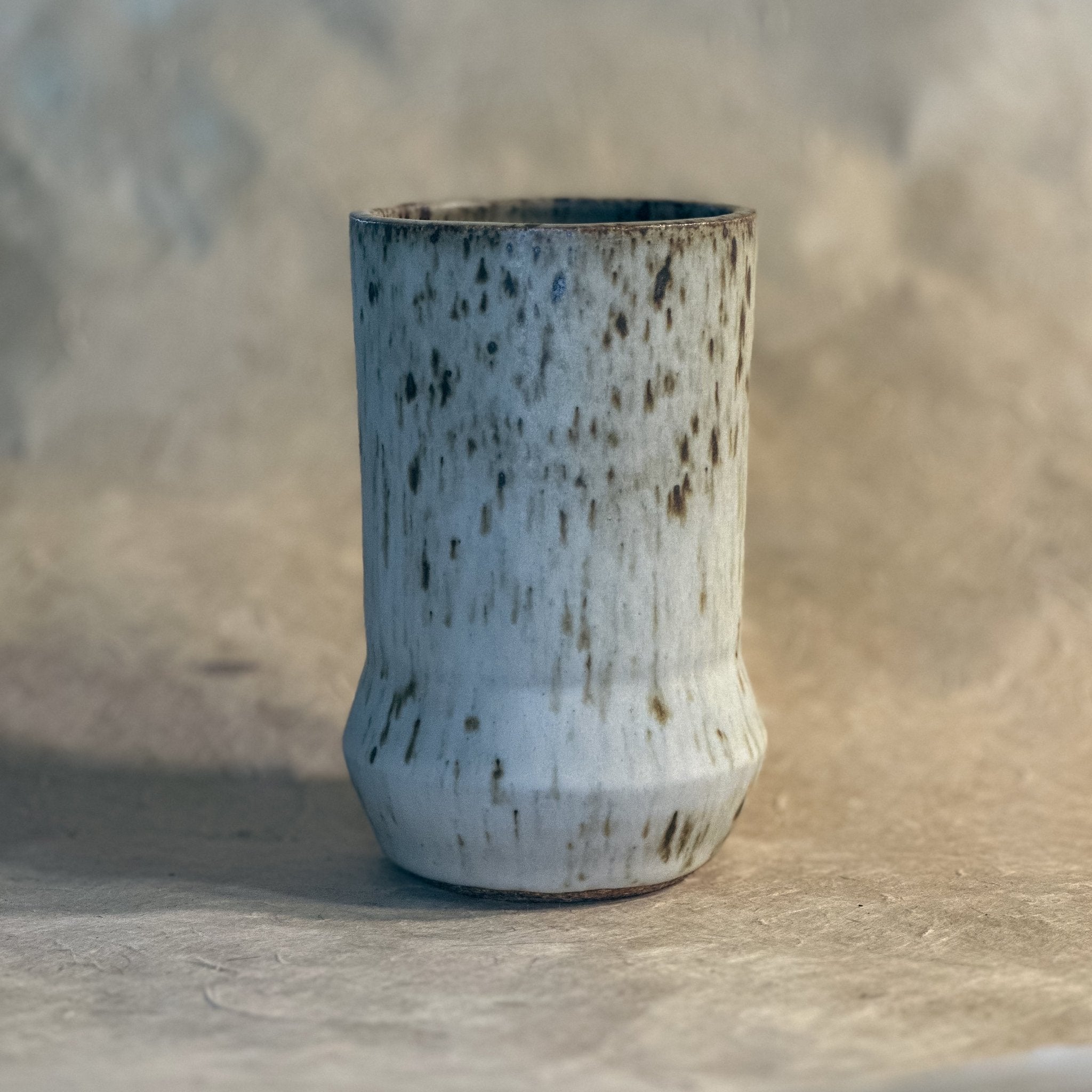 Saturn Ceramic Tumblers in Cornwall Stone | Handmade Stoneware Cups with Angled Design - Aware House