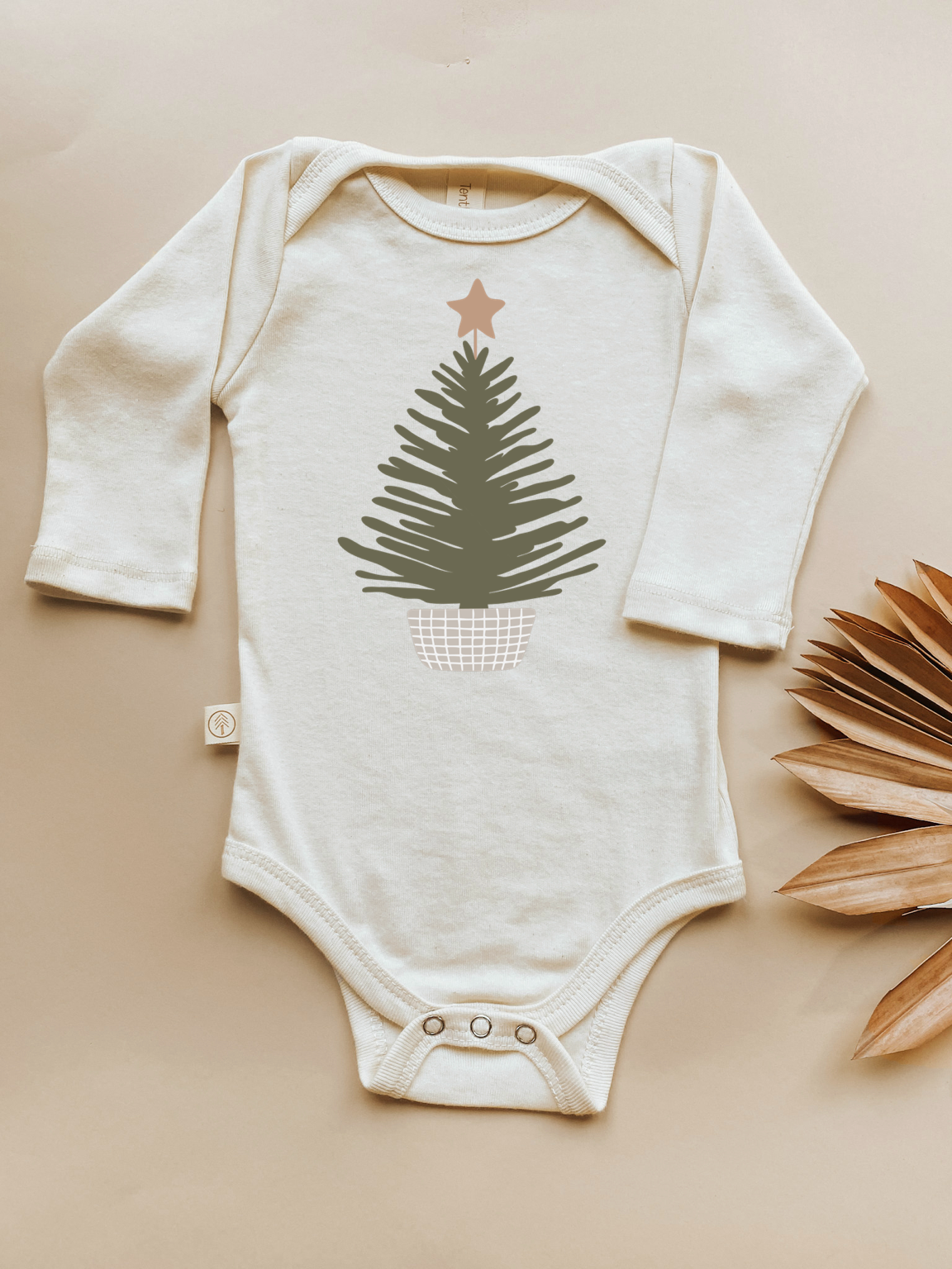 Holiday Tree Organic Baby Bodysuit Long Sleeve-zoom-3