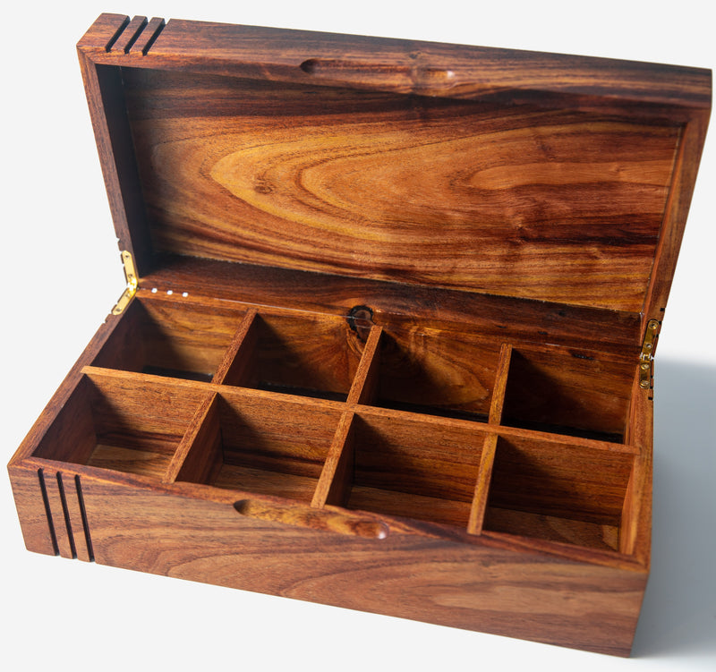 Tea Chest | Mesquite | 8 Compartments-zoom-