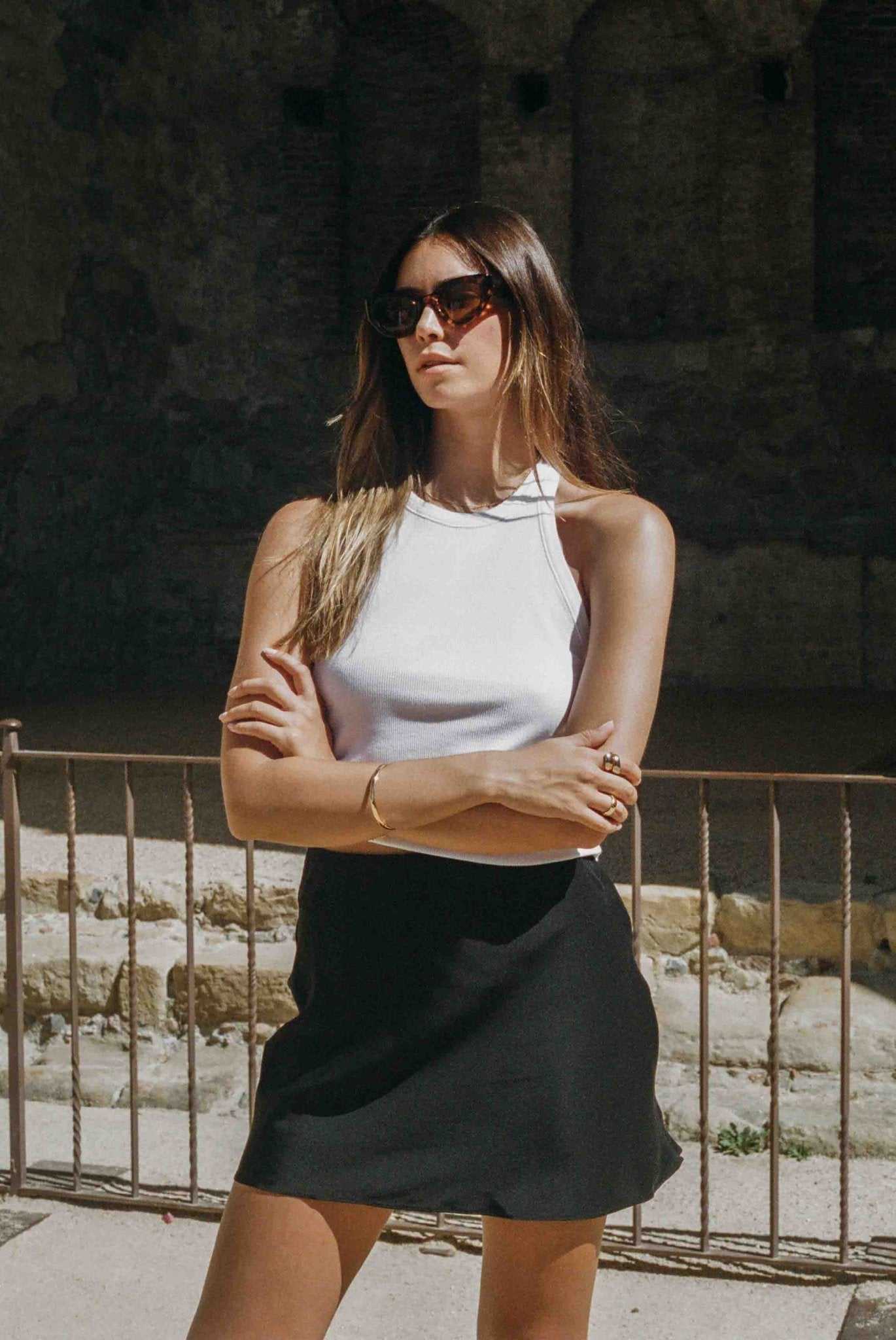 Madison Skirt | Black Mini Silk Slip Skirt
