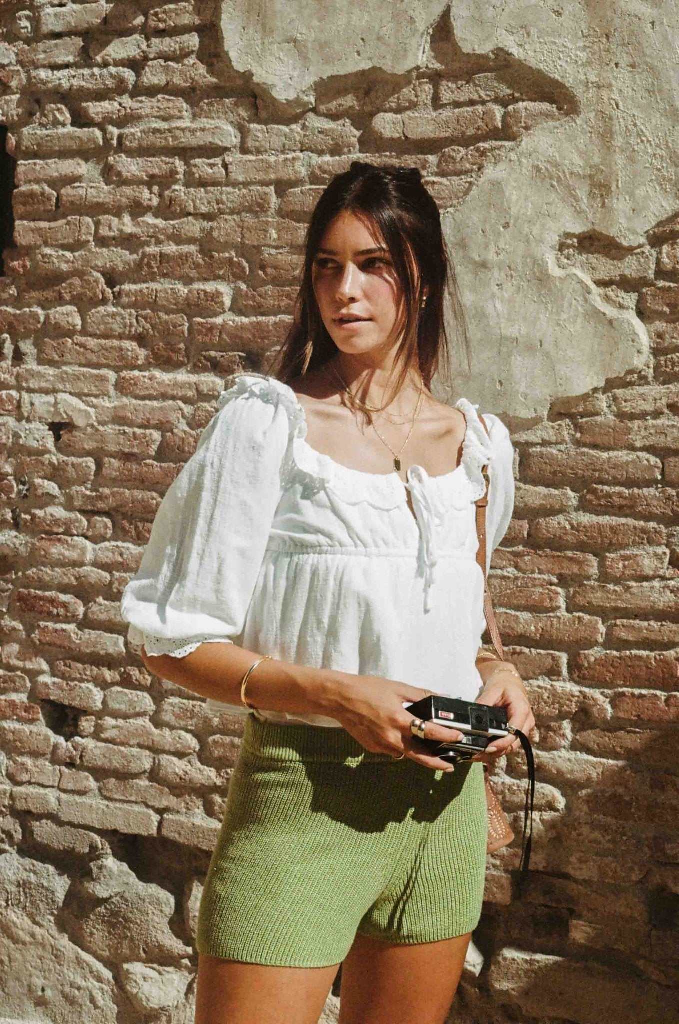 Maggie Crop | White Lace Cotton Blouse - Aware House - MERRITT CHARLES -