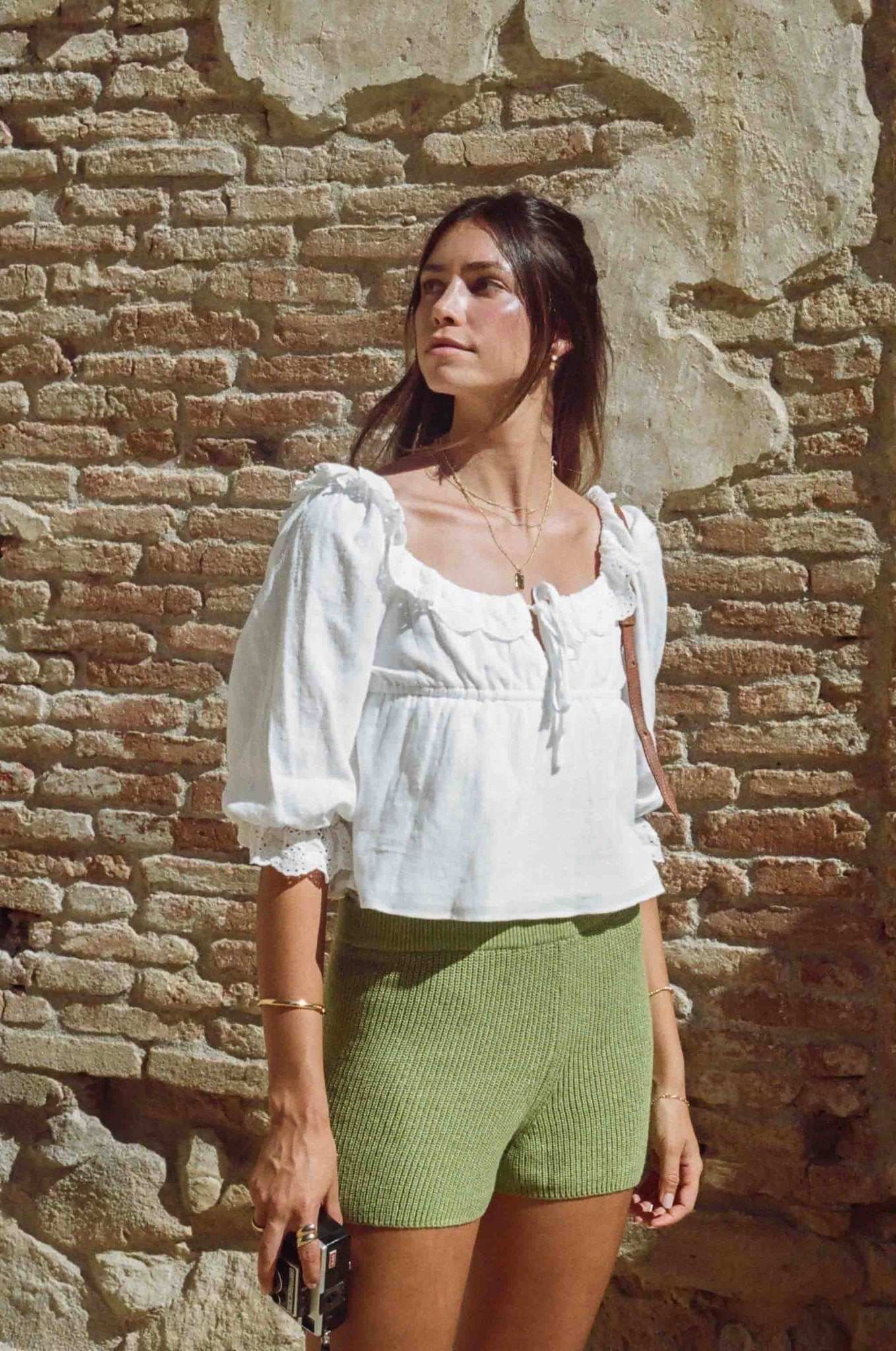 Maggie Crop | White Lace Cotton Blouse - Aware House - MERRITT CHARLES -