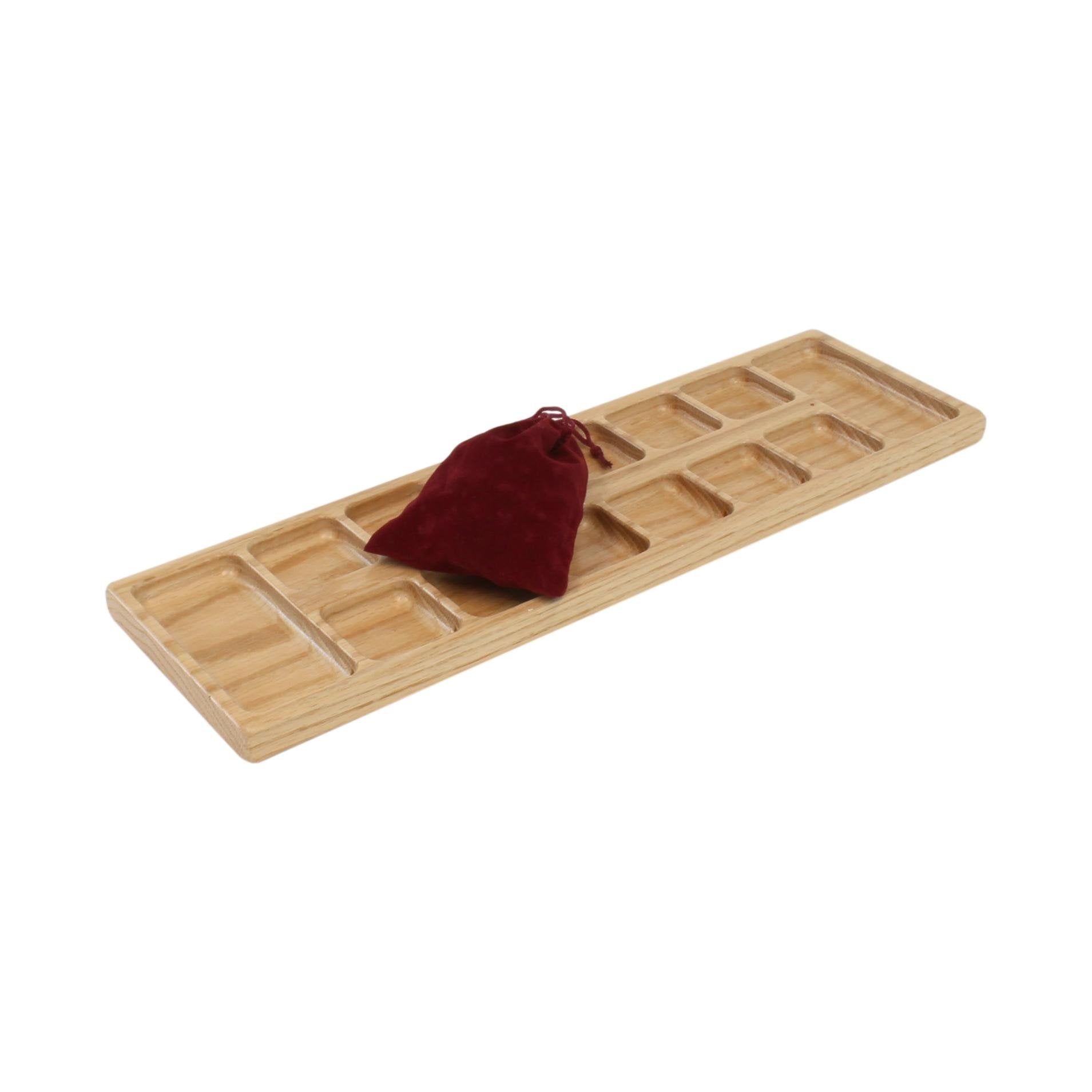 Solid Oak Wood Mancala Board Game Set with Marbles - Aware House - Amish Toy Box - 