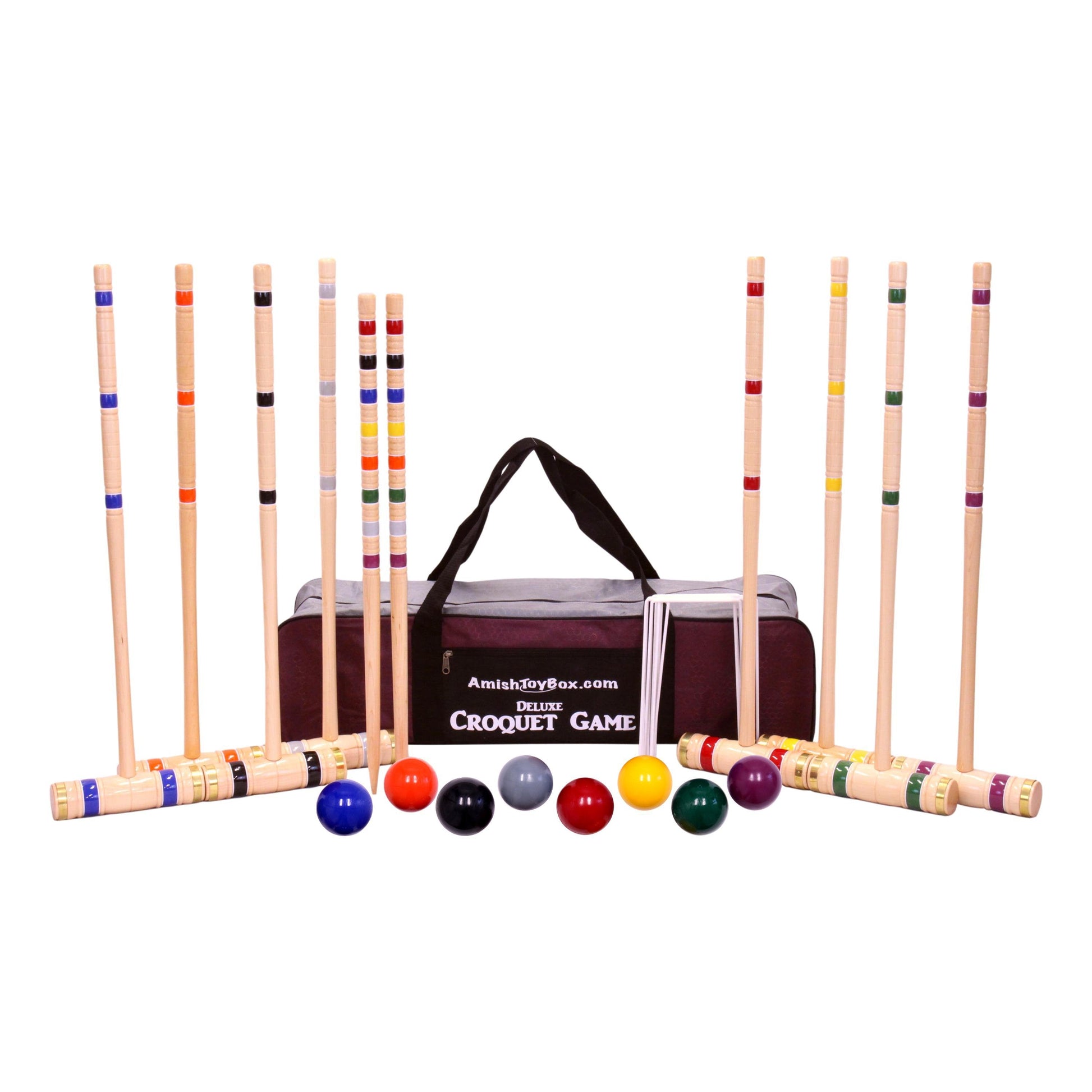 Deluxe 8-Player Croquet Game Set with Wooden Holder or Duffel Bag-24