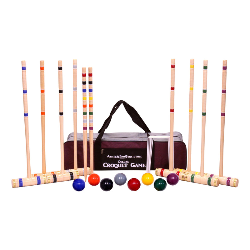 Deluxe 8-Player Croquet Game Set with Wooden Holder or Duffel Bag-zoom-