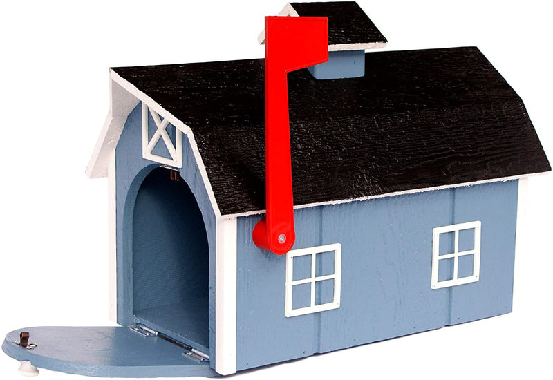 Amish-Made Wooden Mailbox | Dutch Barn Style Post-Mount-zoom-