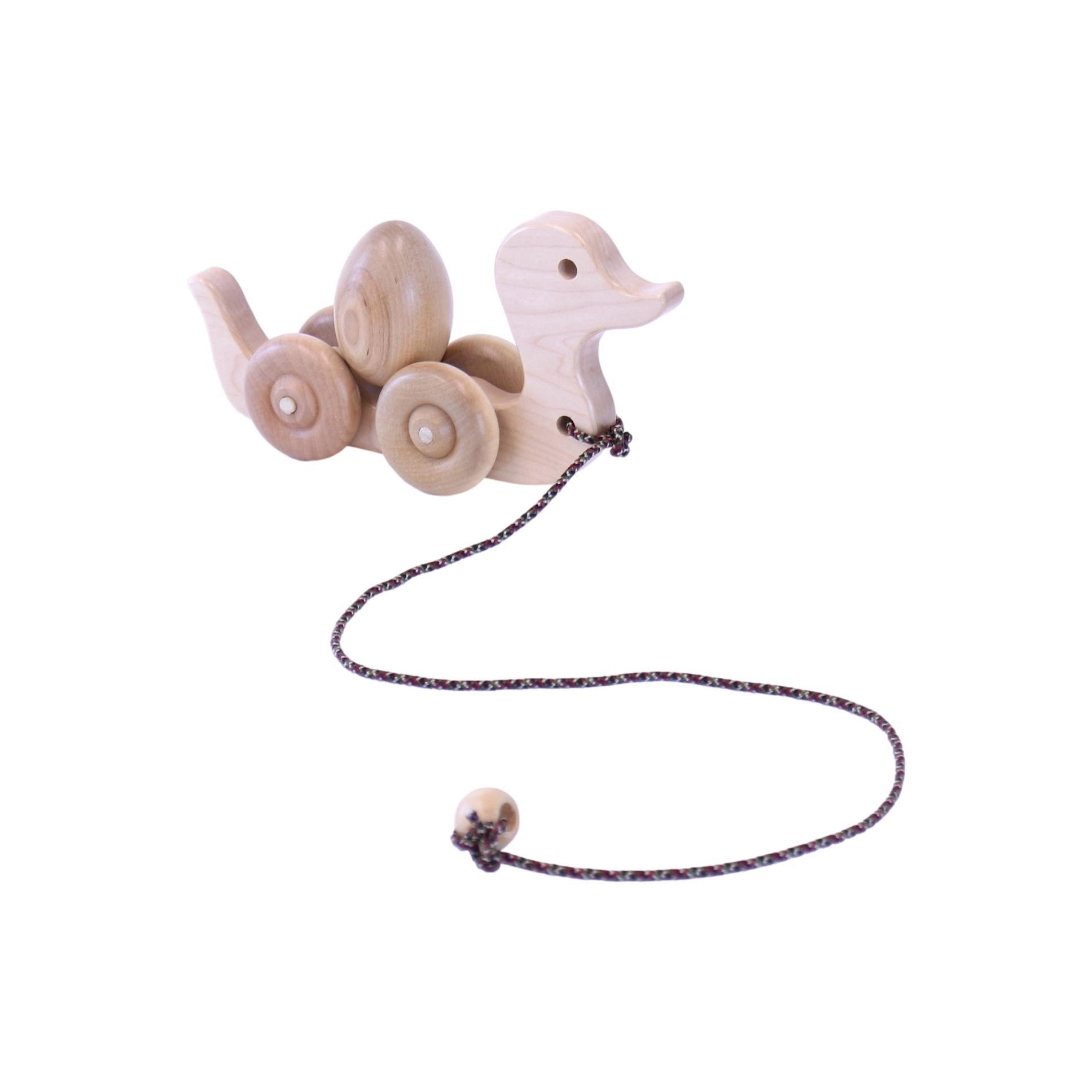 Wooden Duck Pull Toy with Spinning Egg-4