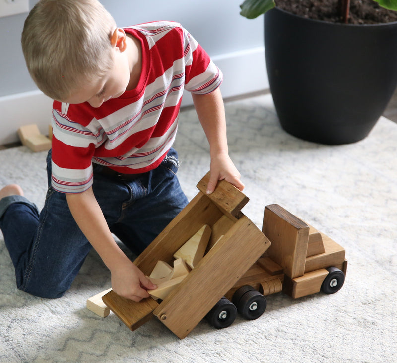 Amish-Made Wooden Dump Truck Toy-zoom-