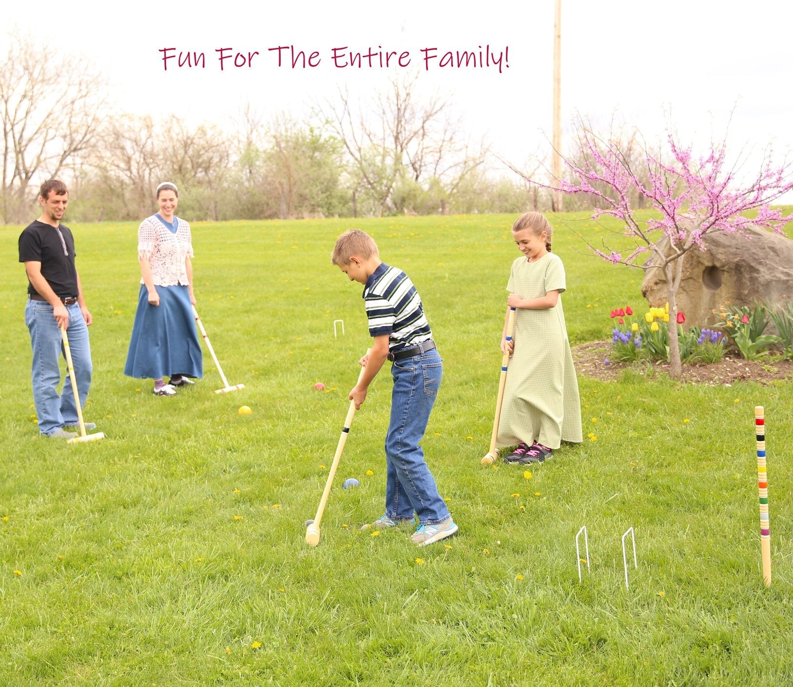 Deluxe 8-Player Croquet Game Set with Wooden Holder or Duffel Bag