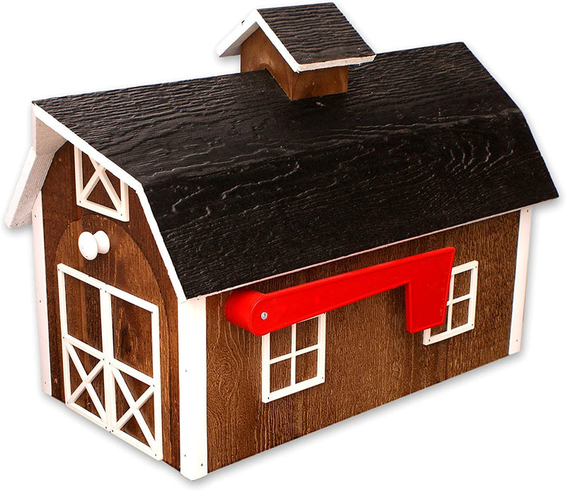 Amish-Made Wooden Mailbox | Dutch Barn Style Post-Mount-zoom-