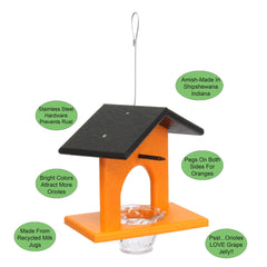 Hanging Oriole Jelly and Orange Bird Feeder | Eco-Friendly Poly Lumber - Aware House - Amish Toy Box -