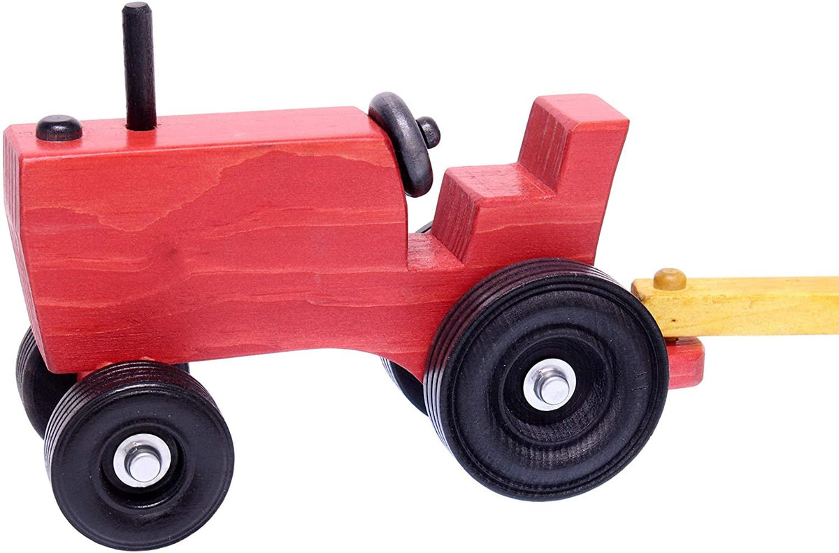 Amish Wooden Tractor and Wagon Set with Hay Bales-zoom-5