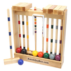 Family Tradition Croquet Set | 8 - Player Wooden Croquet Game - Aware House - Amish Toy Box - 