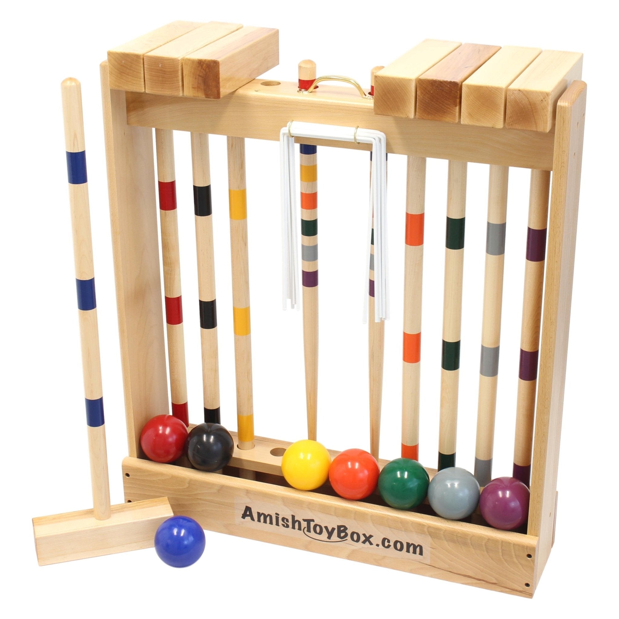 Family Tradition Croquet Set | 8 - Player Wooden Croquet Game - Aware House - Amish Toy Box - 