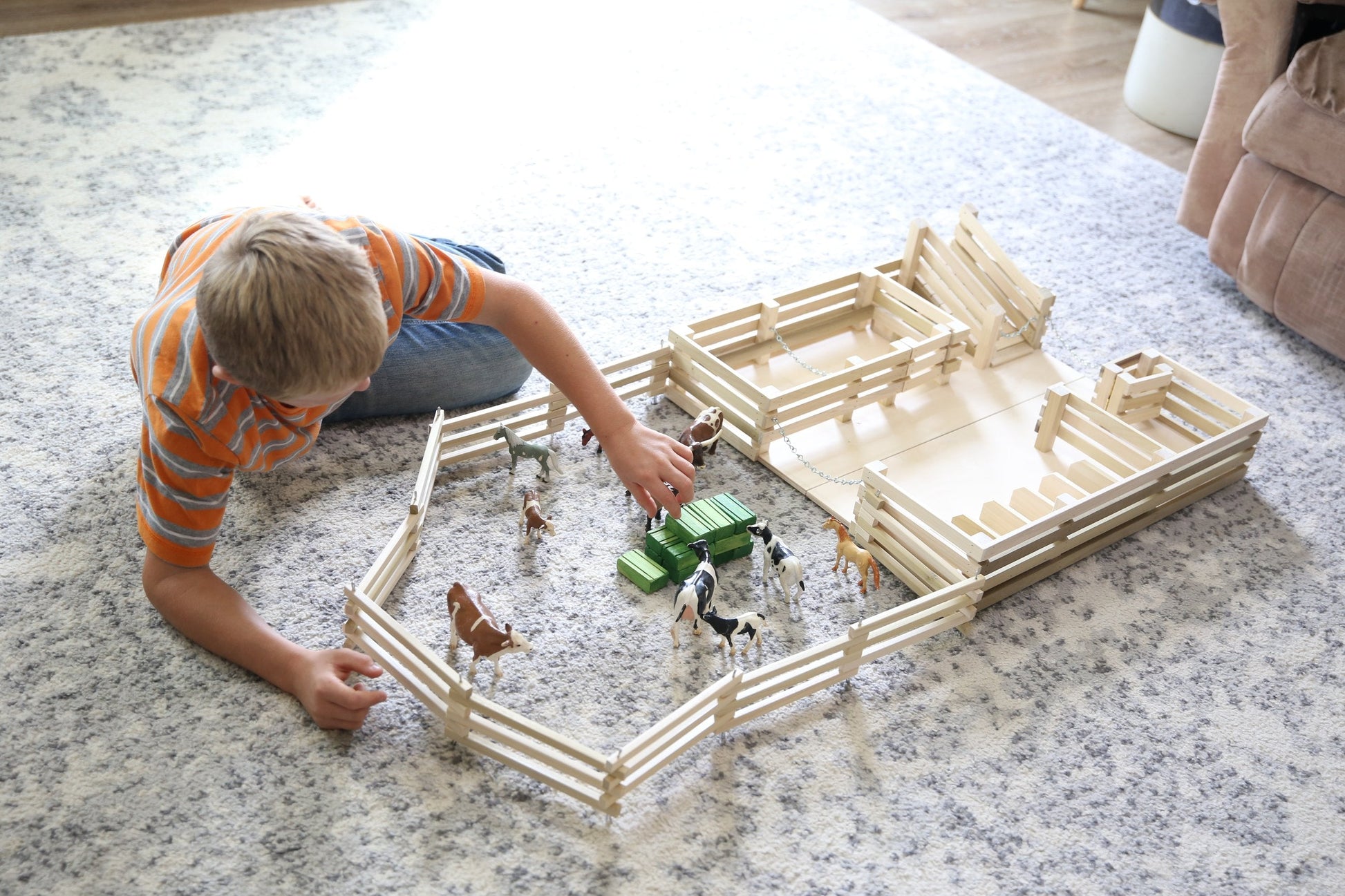 Amish Wooden Folding Stock Yard Farm Toy – Unfinished-8