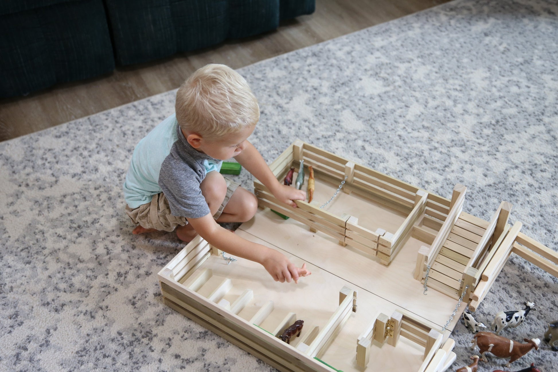 Amish Wooden Folding Stock Yard Farm Toy – Unfinished-2