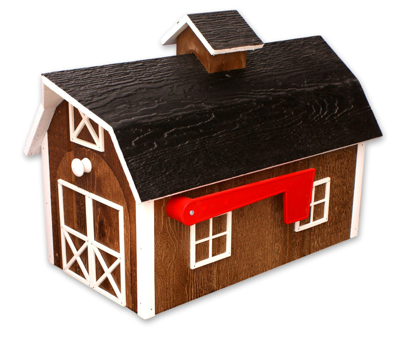 Amish-Made Wooden Mailbox | Dutch Barn Style Post-Mount-zoom-
