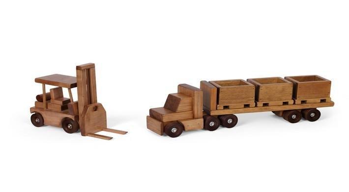 Amish-Made Wooden Truck & Trailer Toy Set-zoom-3