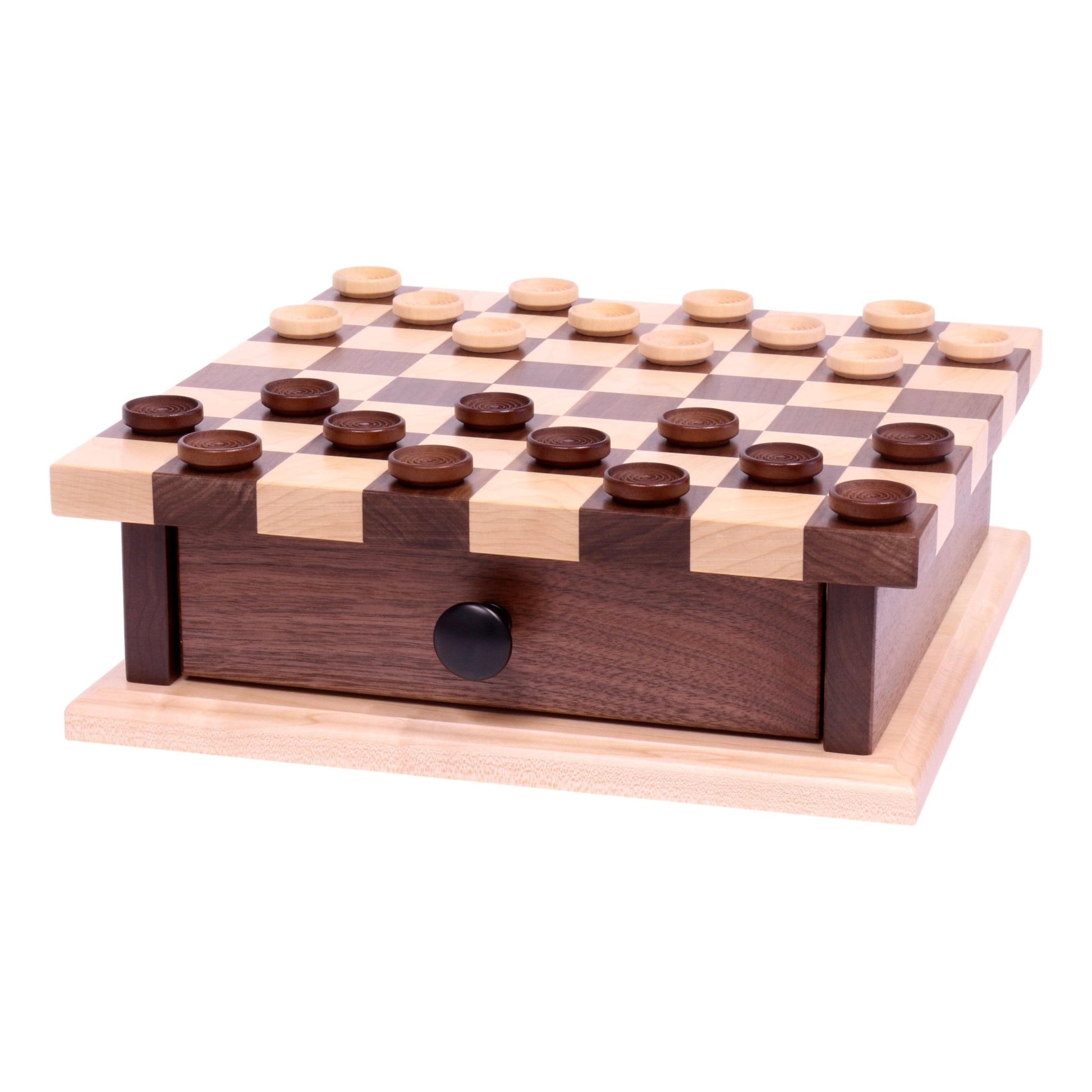 Deluxe Wooden Chess and Checkers Game Board Set | With Storage Drawer - Aware House - Amish Toy Box - 