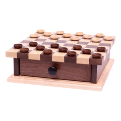 Deluxe Wooden Chess and Checkers Game Board Set | With Storage Drawer - Aware House - Amish Toy Box - 