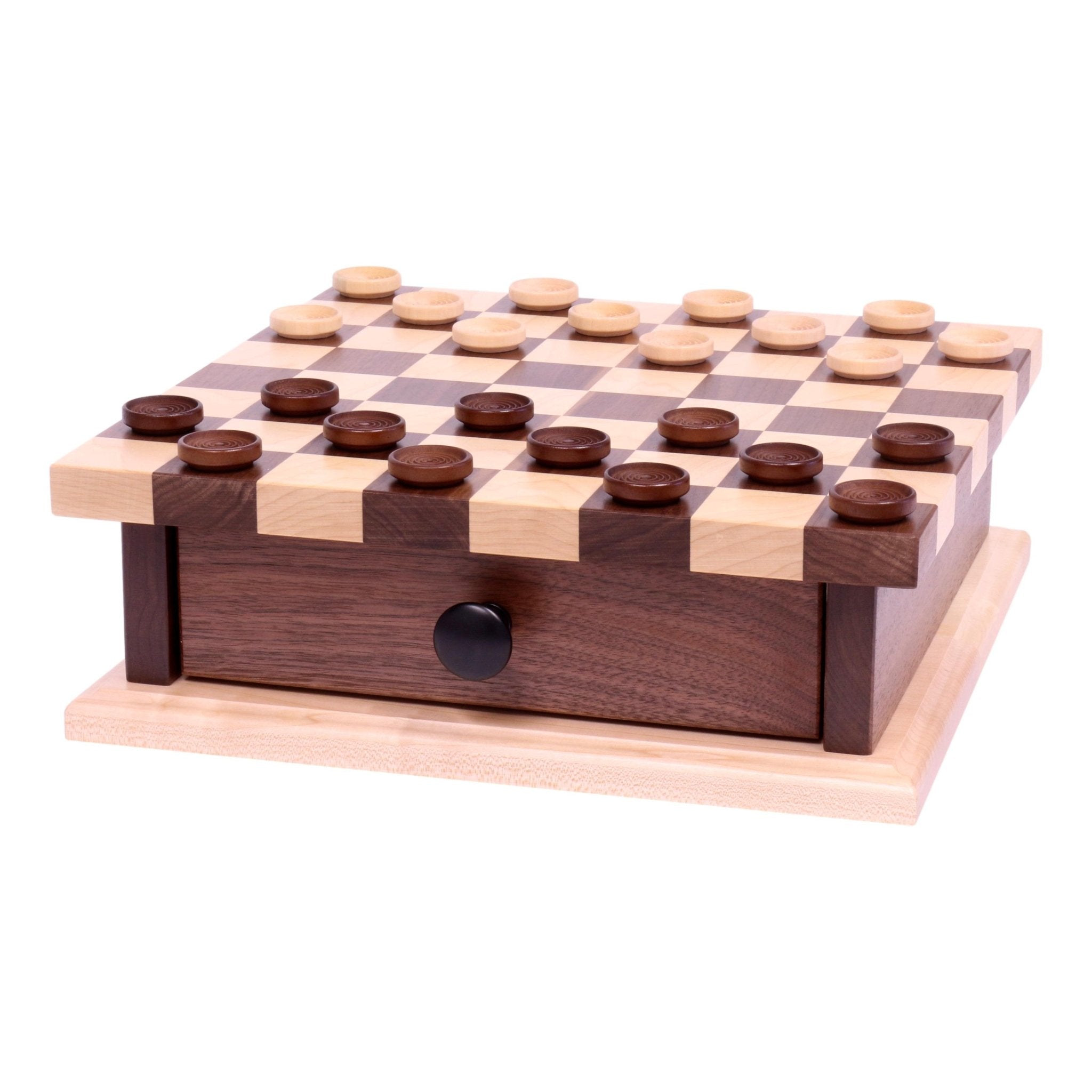 Deluxe Wooden Chess and Checkers Game Board Set | With Storage Drawer - Aware House - Amish Toy Box - 