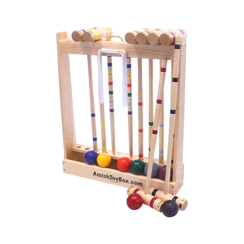 Deluxe 8-Player Croquet Game Set with Wooden Holder or Duffel Bag-zoom-
