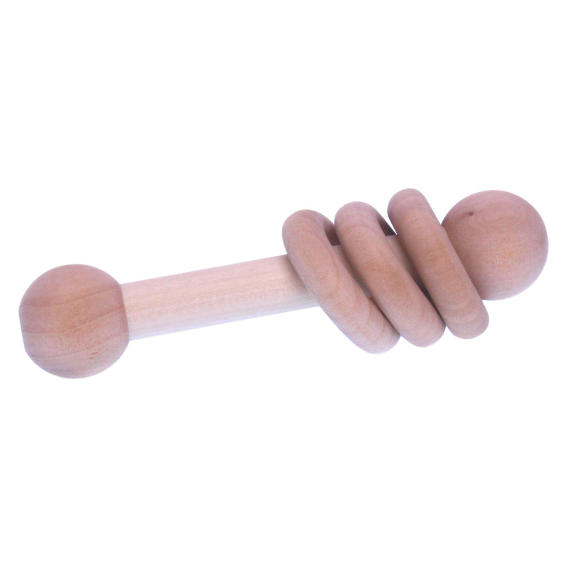 Amish Wooden 3-Ring Baby Rattle Toy – Unfinished Wood-zoom-