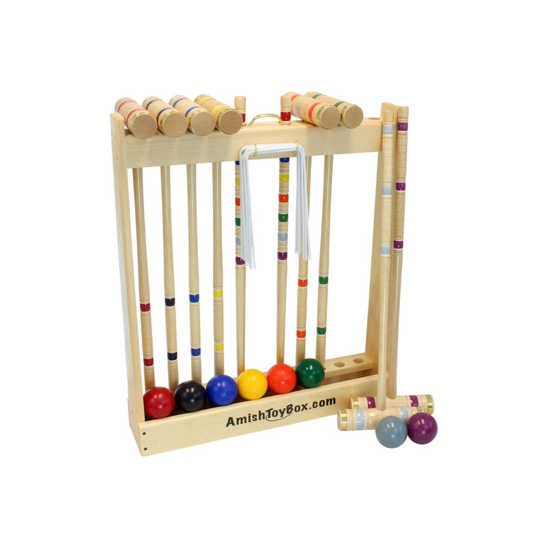 Deluxe 8-Player Croquet Game Set with Wooden Holder or Duffel Bag-zoom-