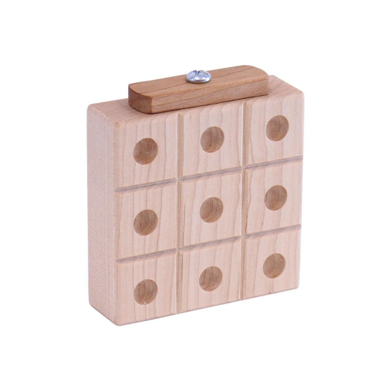 Wooden Marble Tic Tac Toe Game with Built-In Marble Storage-zoom-