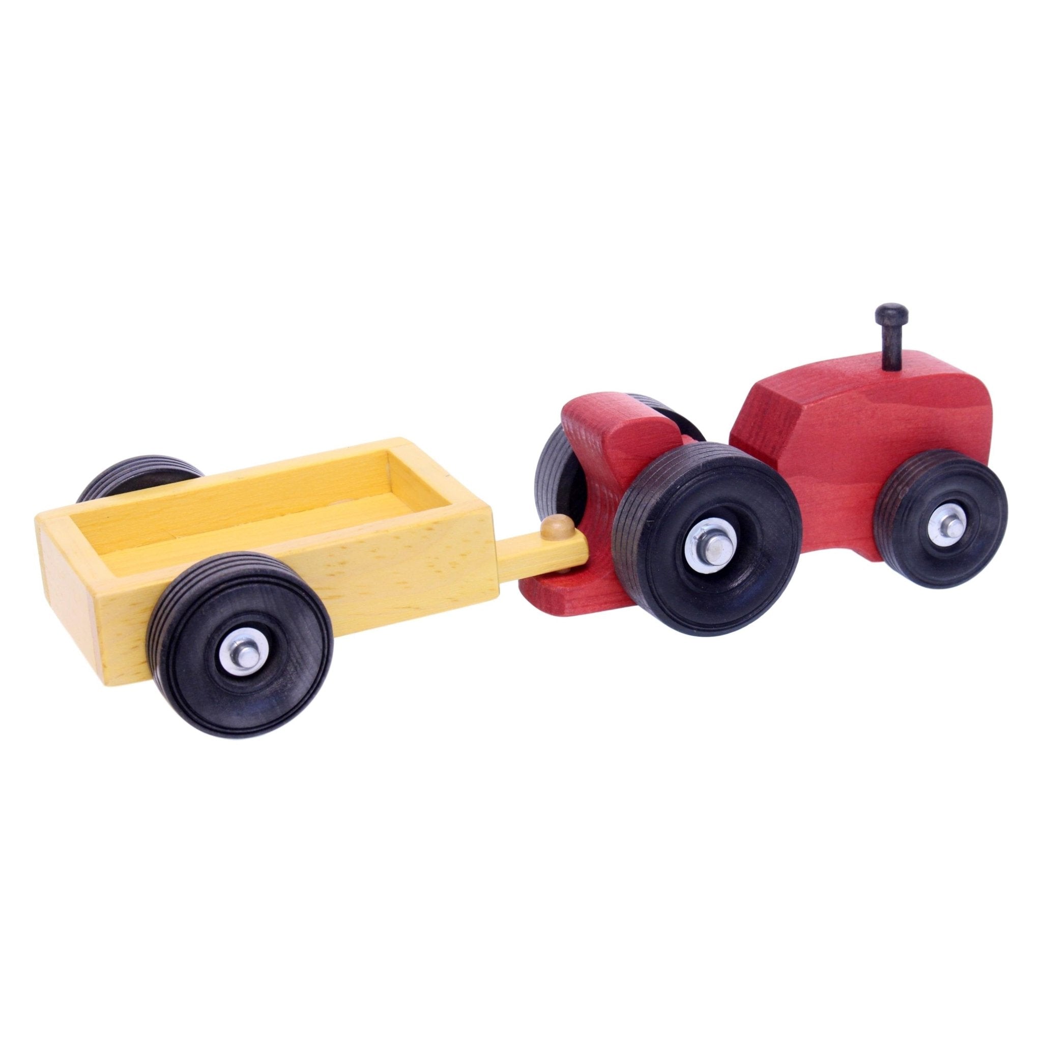 Amish-Made Wooden Toy Tractor and Wagon Set - Aware House - Amish Toy Box -